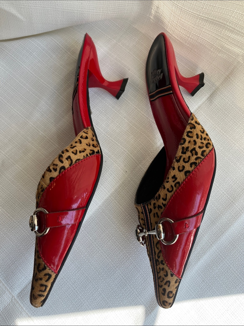 Jeffrey Campbell Red Patent & Leopard-Print Cowhide Kitten Heel - Picture 4 of 5